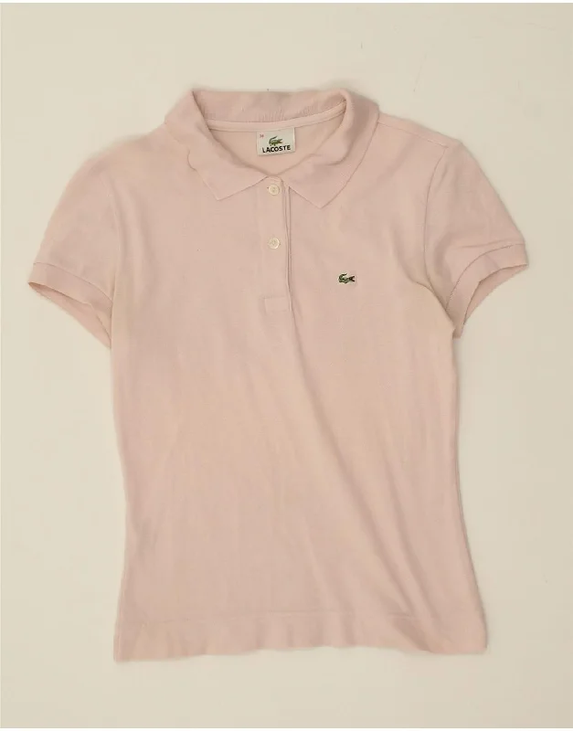 LACOSTE Womens Polo Shirt Size 38 Medium Pink Cotton Casual Button-Up Short Tee