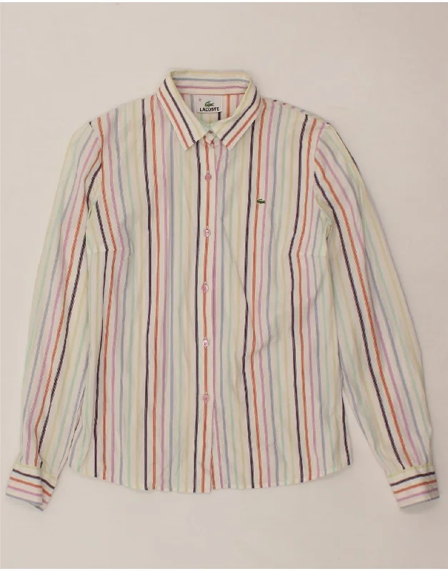 LACOSTE Womens Shirt Size 38 Medium Multicoloured Striped Cotton Relaxed Fit Short Tunic LACOSTE Womens Shirt Size 38 Medium Multicoloured Striped Cotton Relaxed Fit Short Tunic