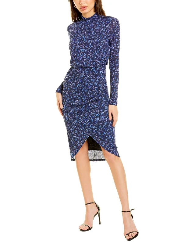 Laundry by Shelli Segal Mock Neck Ruched Midi Dress Comfortable Casual Midi Dress