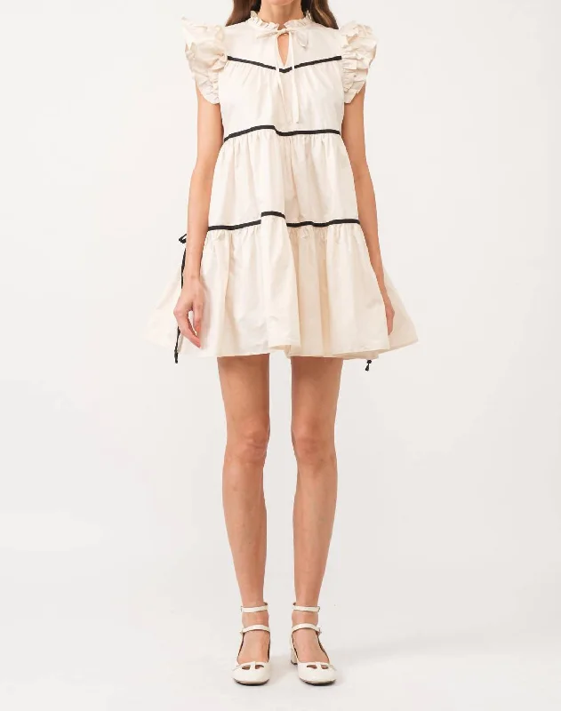 Lena Sleeveless Mini Dress In Cream Chic Puff Sleeve Mini Dress