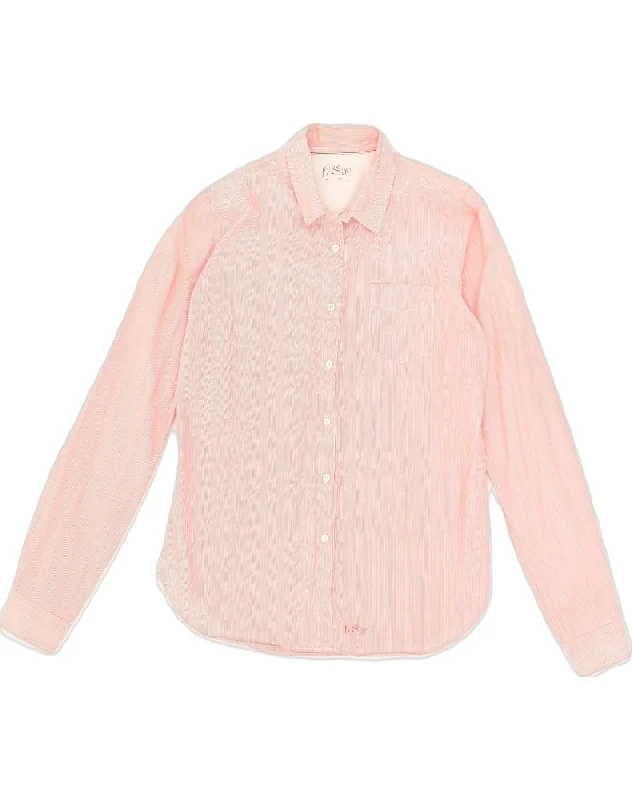 LEVI STRAUSS & CO Womens Shirt UK 16 Large Pink Pinstripe Cotton Comfortable Stretch Short Shirt