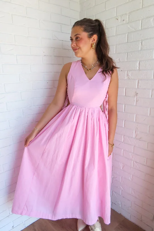 Linen Cut Out Midi Dress Fashionable Shift Midi Dress