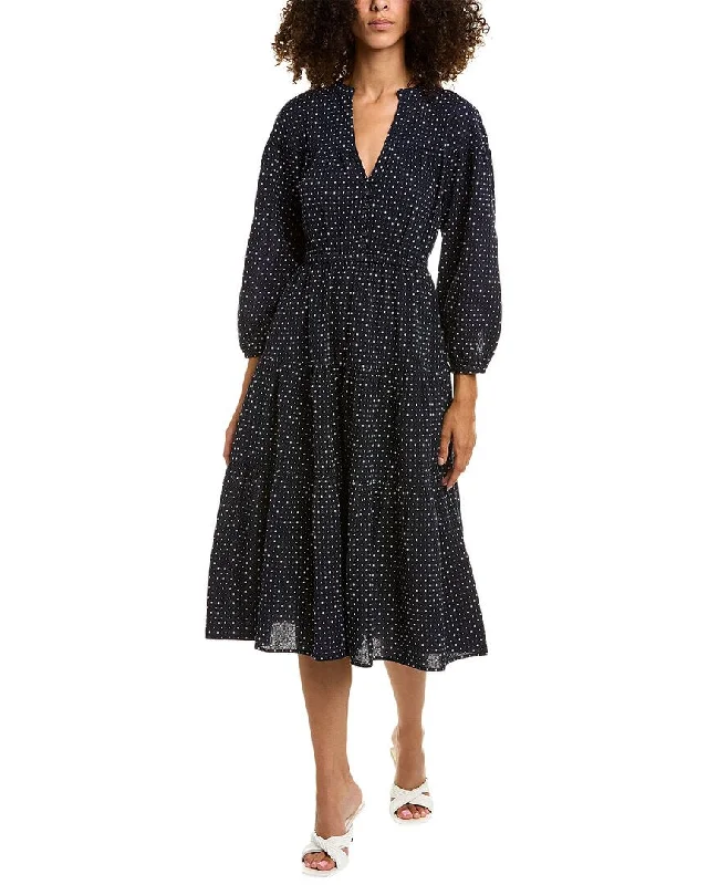 Madewell Dobby V-Neck Tiered Midi Dress Elegant Faux Wrap Midi Dress