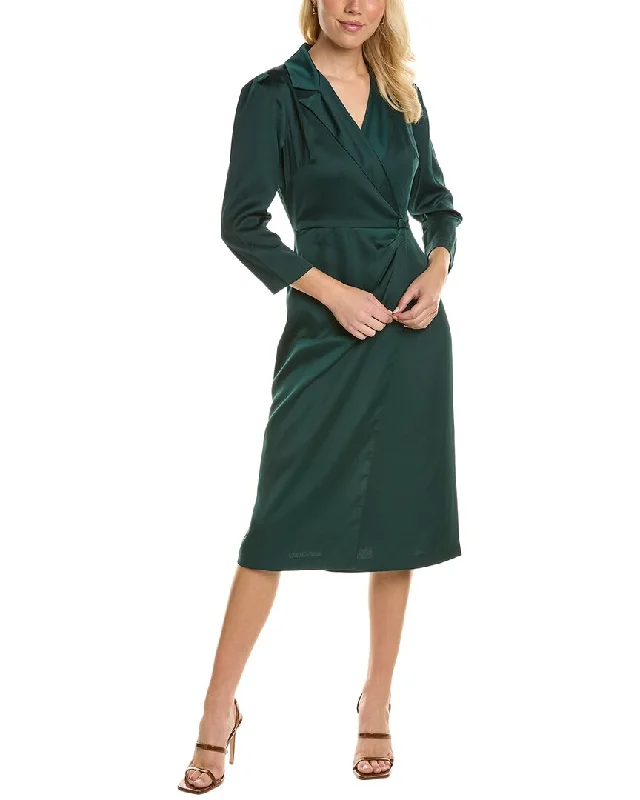 MAISON TARA Satin Crepe Midi Dress Fashionable Wide Leg Midi Dress