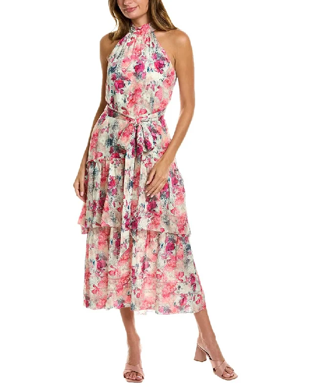 Marchesa Notte Rosie Midi Dress Fashionable Pleated Midi Dress