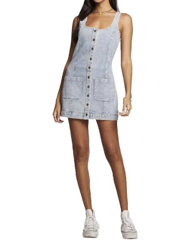 Marci Mini Dress In Stonewash Denim Cozy Wraparound Mini Dress