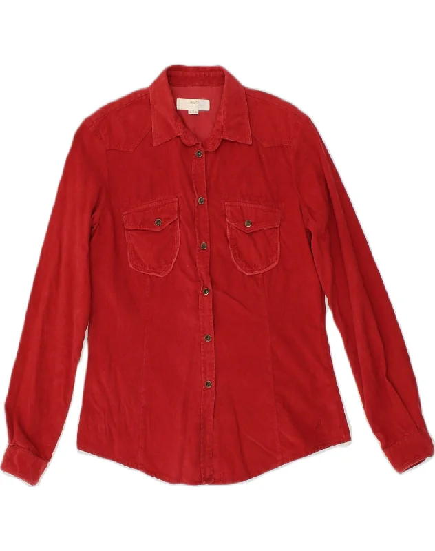 MARLBORO CLASSICS Womens Shirt IT 42 Medium Red Cotton Elegant Silk Short Shirt