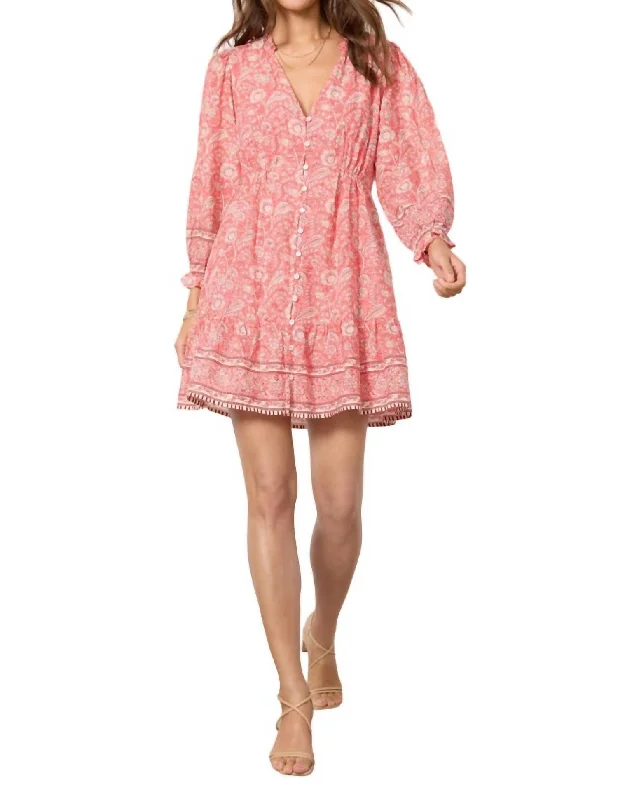 Mary Mini Dress In Rouge Comfortable Fit-and-Flare Mini Dress