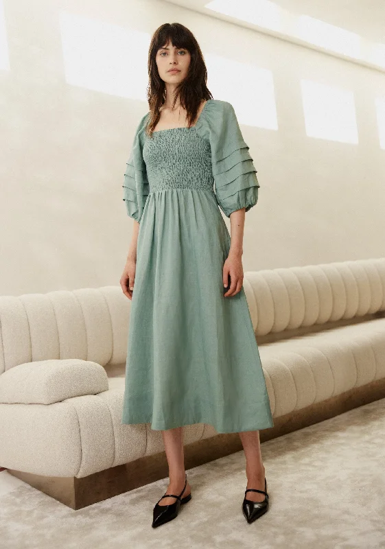 Matilda Midi Dress_Sea Trendy Square Neck Midi Dress