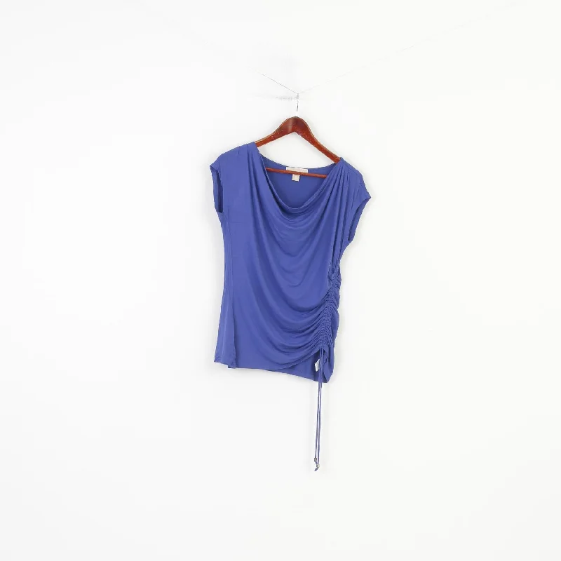 Michael Kors Women M Shirt Sleeveless Navy Blue Creases Vintage Top Cozy Striped Short Sleeve Michael Kors Women M Shirt Sleeveless Navy Blue Creases Vintage Top Cozy Striped Short Sleeve