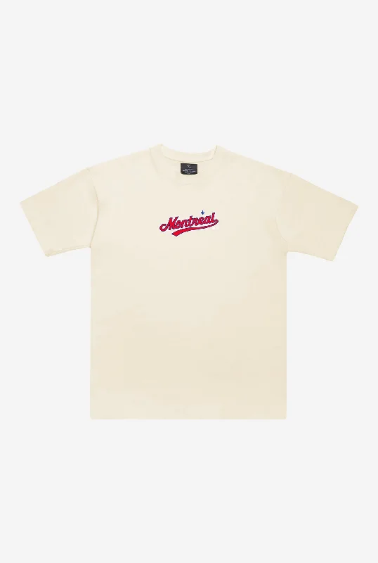 Montreal Expos Heavyweight T Shirt - Natural Fashionable Plaid Short Sleeve
