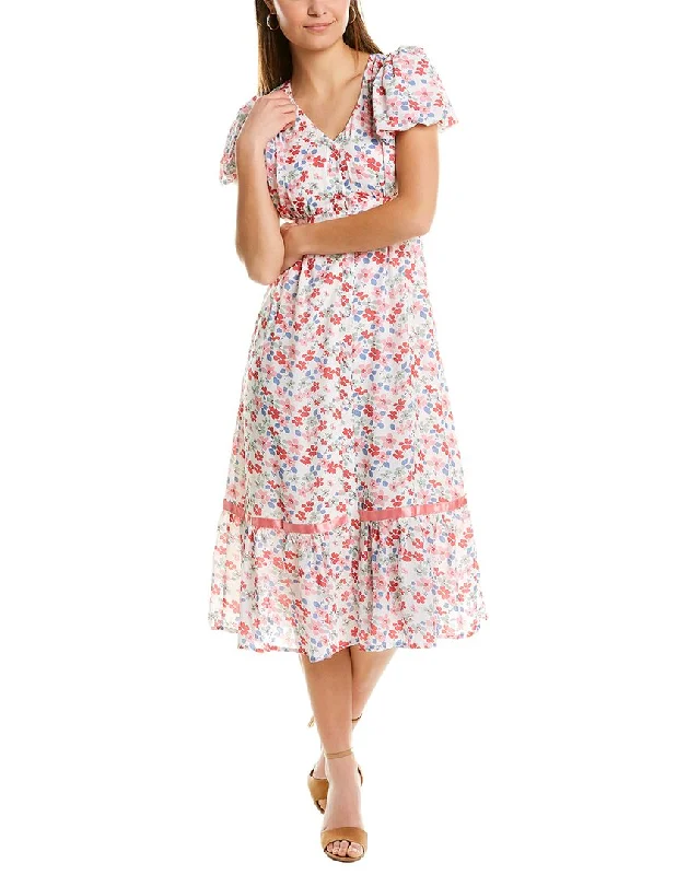 Moonsea Floral Midi Dress Fashionable High-Neck Midi Dress