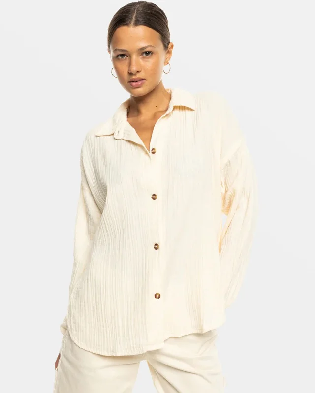 Morning Time L/S Shirt Cozy Striped Short Sleeve
