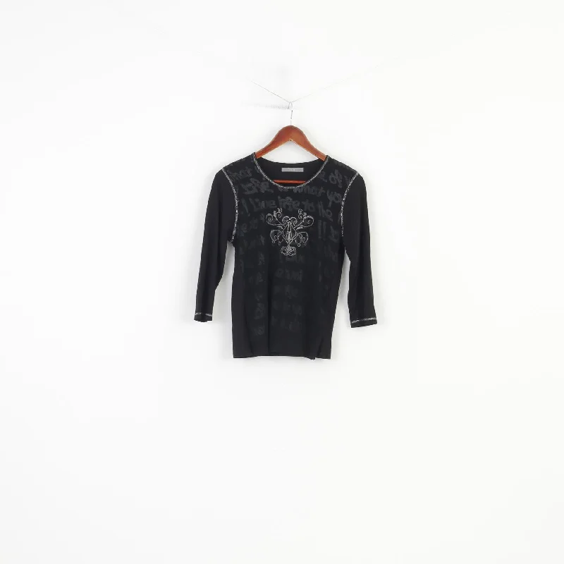 Notiz Women S Shirt Long Sleeve Black Mesh Graphic Crew Neck Vintage Stretch Top Stylish Split-Hem Short Shirt Notiz Women S Shirt Long Sleeve Black Mesh Graphic Crew Neck Vintage Stretch Top Stylish Split-Hem Short Shirt