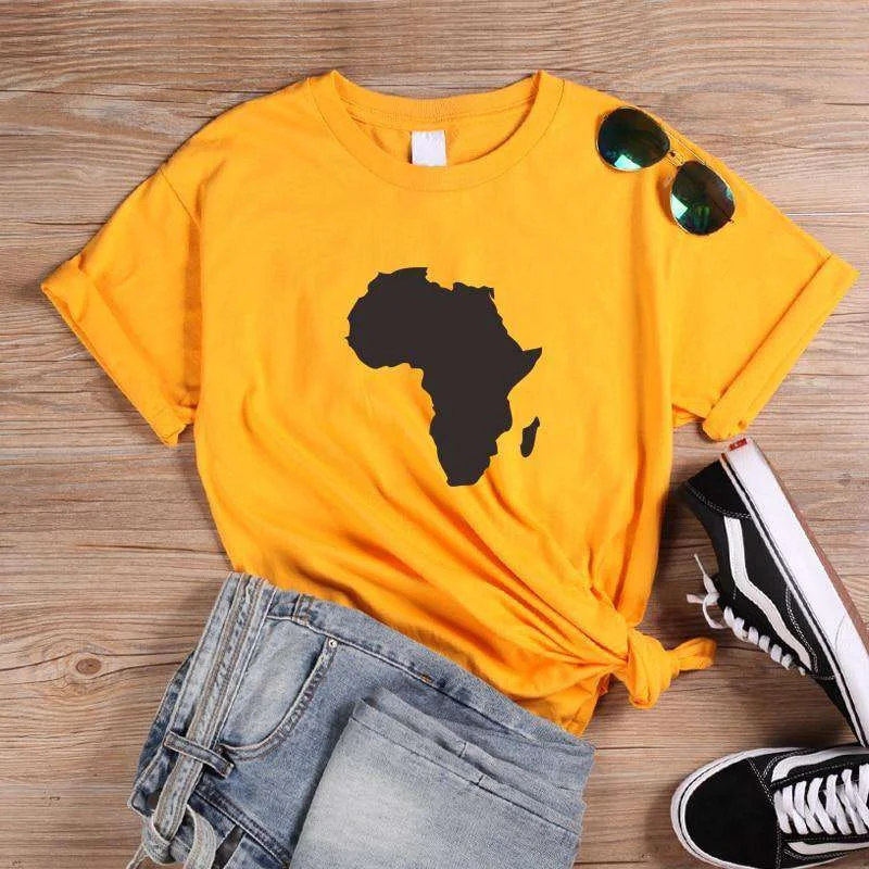 Africa Map T Shirt Soft Cotton Short Tee