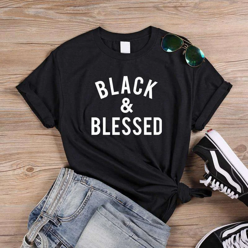 Black And Blessed T Shirt Casual Button-Down Short Shirt