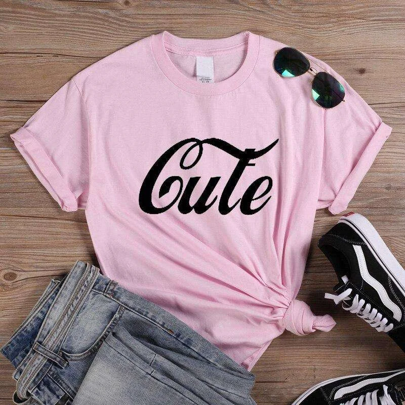 Cute Letter Print Tshirt Soft Silk Short Sleeve