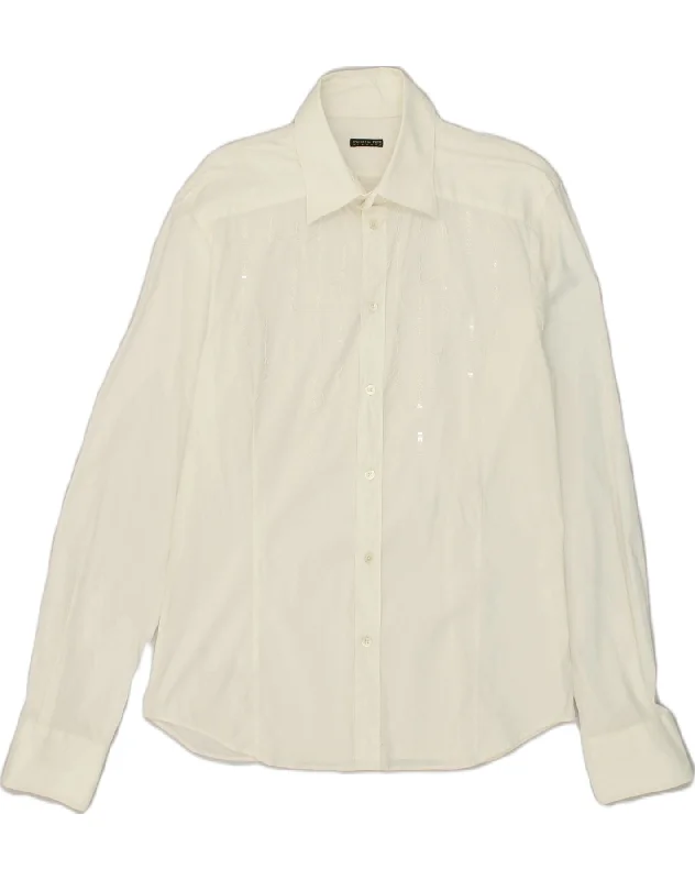 PATRIZIA PEPE Womens Shirt IT 52 2XL White Cotton Elegant Longline Short Shirt