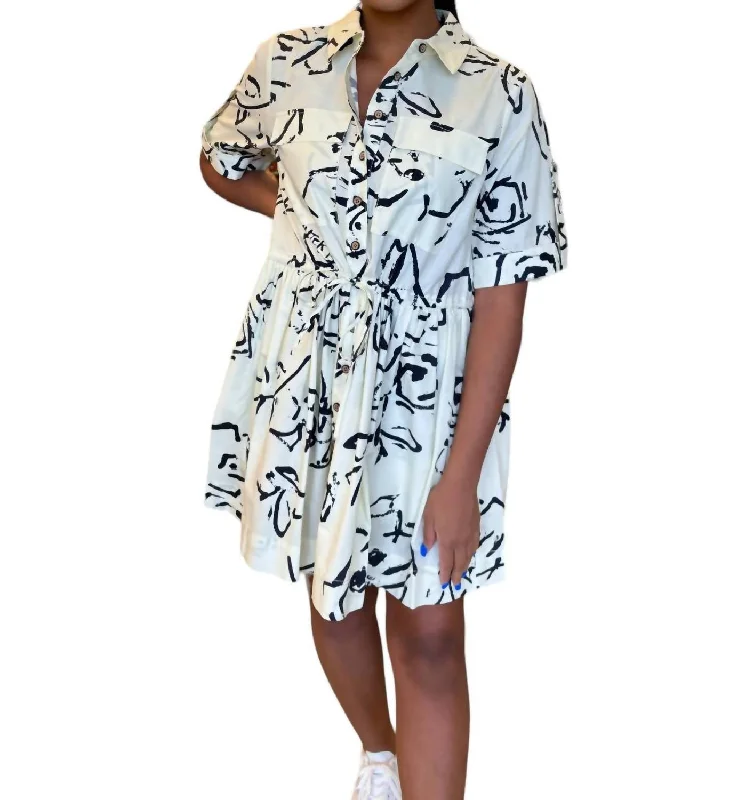 Peyton Mini Dress In Onyx Amaryllis Elegant Mini Dress with Pleats