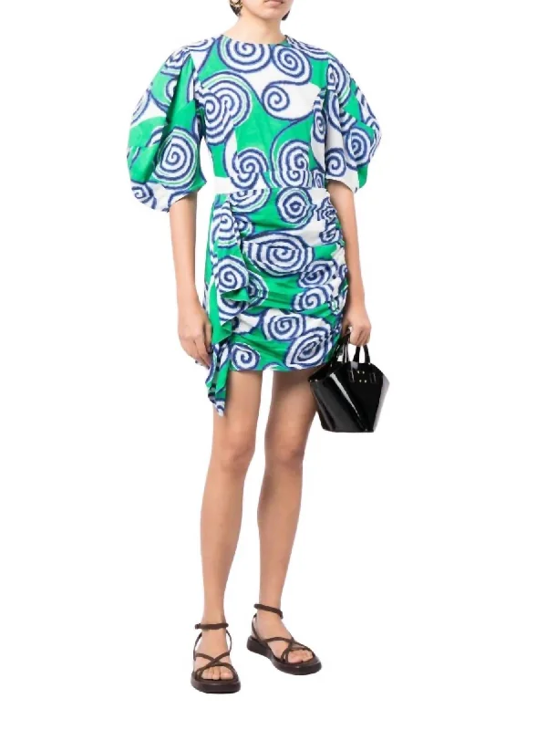 Pia Mini Dress In Lagoon Multicolor Cozy Cowl Neck Mini Dress