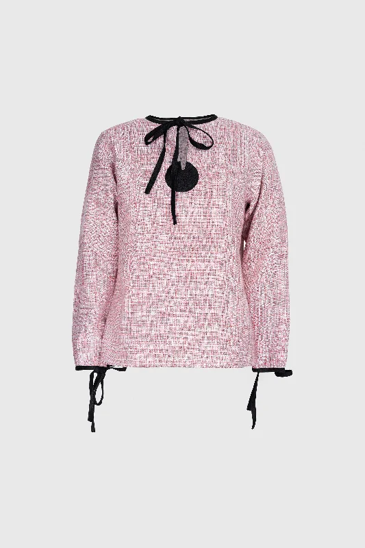 Pink Shirt - With Black Zen Circles Fashionable Draped Short Sleeve