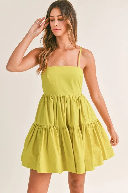 Poplin Open Back Tiered Mini Dress Chic Sleeveless Mini Dress