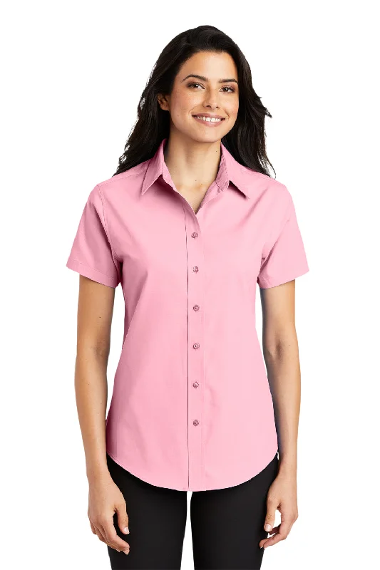 Port Authority Womens Easy Care Wrinkle Resistant Short Sleeve Button Down Shirt - Light Pink Casual Cotton Short Shirt Port Authority Womens Easy Care Wrinkle Resistant Short Sleeve Button Down Shirt - Light Pink Casual Cotton Short Shirt