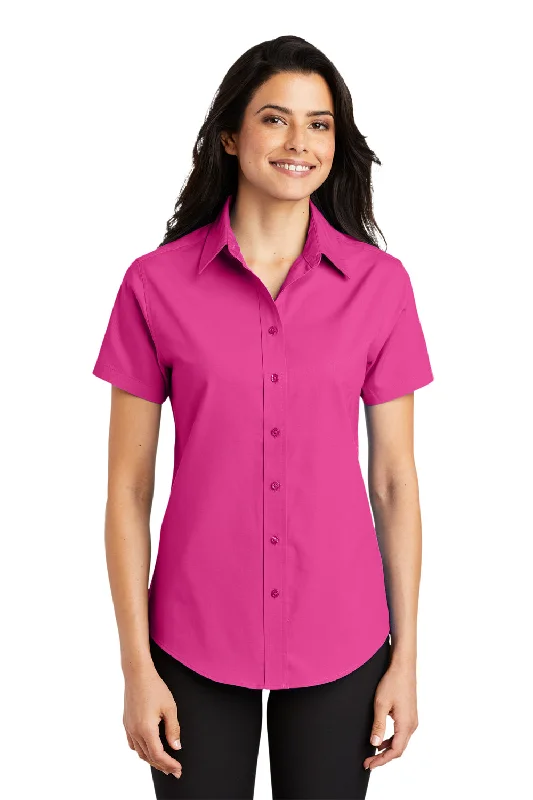 Port Authority Womens Easy Care Wrinkle Resistant Short Sleeve Button Down Shirt - Tropical Pink Elegant Longline Short Shirt Port Authority Womens Easy Care Wrinkle Resistant Short Sleeve Button Down Shirt - Tropical Pink Elegant Longline Short Shirt