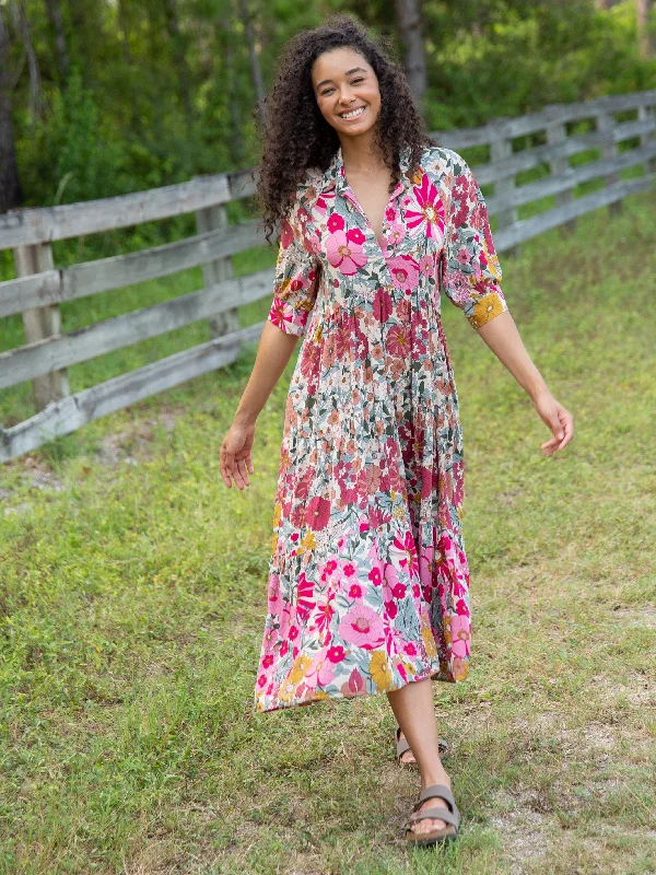 Rebecca Midi Dress - Vintage Floral Comfortable Floral Print Midi Dress