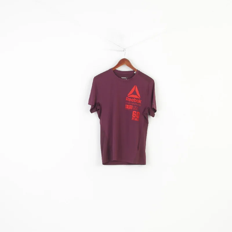 Reebok Woman XS Shirt Sport Burgundy Crew Neck Short Sleeve Training Nylon Stretch Top Fashionable Button-Front Short Sleeve Reebok Woman XS Shirt Sport Burgundy Crew Neck Short Sleeve Training Nylon Stretch Top Fashionable Button-Front Short Sleeve