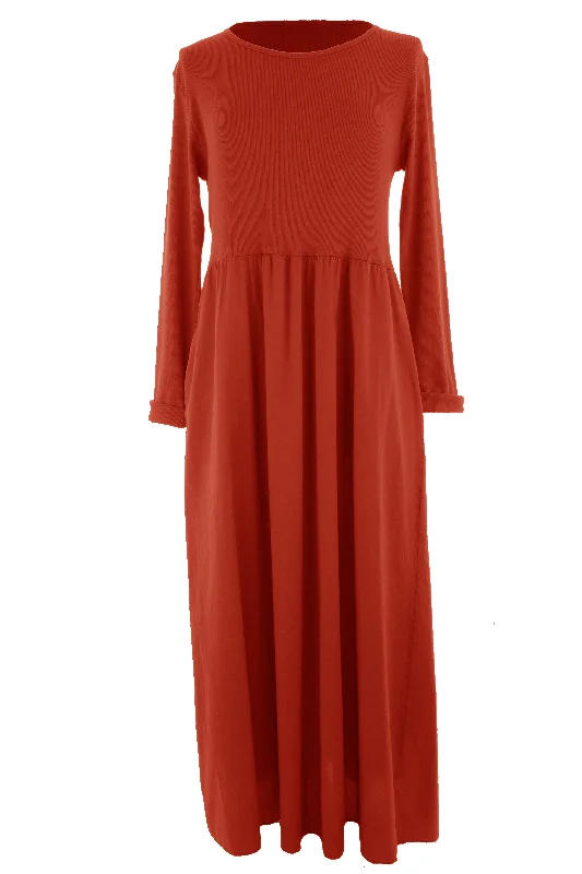 Ribbed Cotton Midi Dress Stylish Vintage Midi Dress