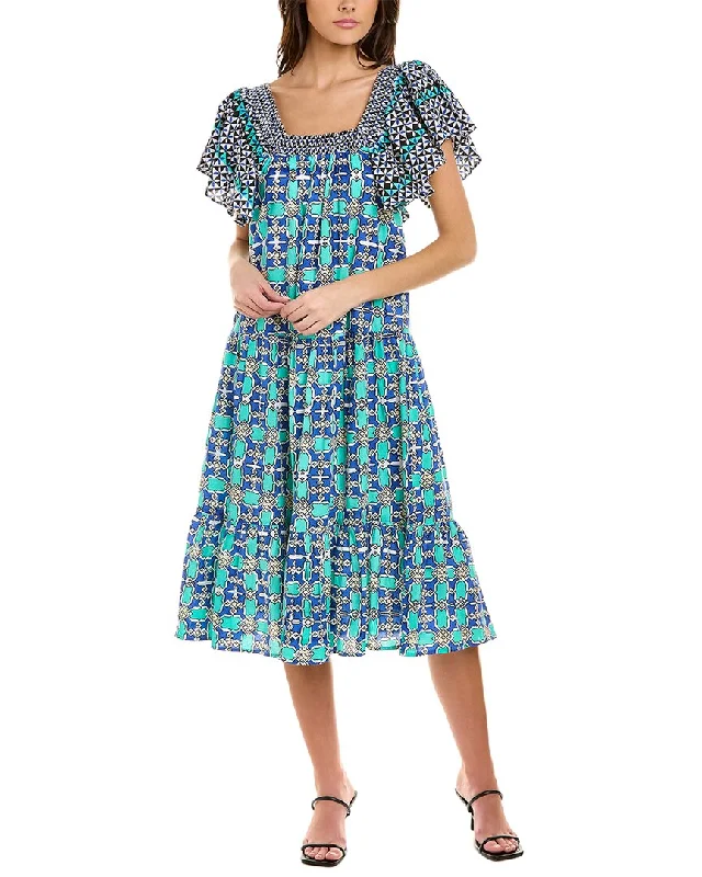 Ro's Garden Jenna Midi Dress Fashionable Sheer Sleeve Midi Dress