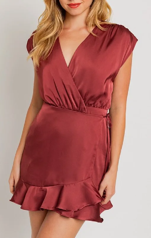 Ryla Rose Satin Mini Dress Comfortable Linen Mini Dress