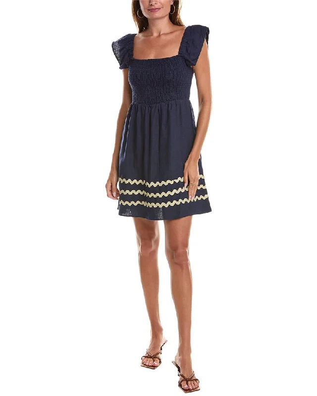 Sail to Sable Smocked Linen-Blend Mini Dress Classic Shift Mini Dress