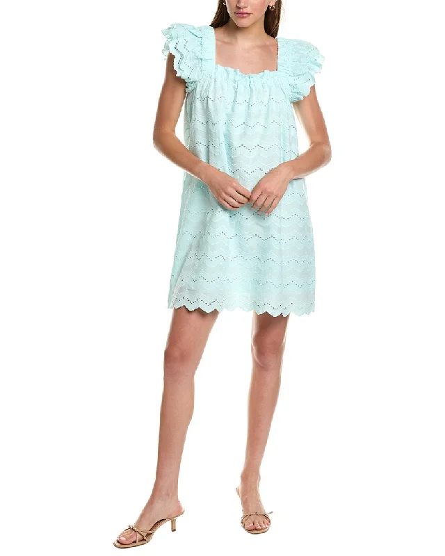 Sail to Sable Square Neck Scallop Mini Dress Modern Satin Mini Dress