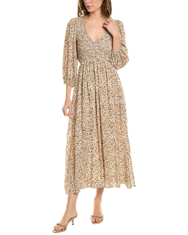 Saltwater Luxe Smocked Midi Dress Trendy Midi Dress with Belt