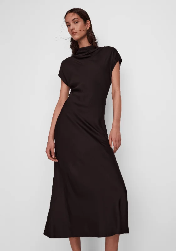 Scarlett Midi Dress_Black Fashionable Off-Shoulder Dress Midi