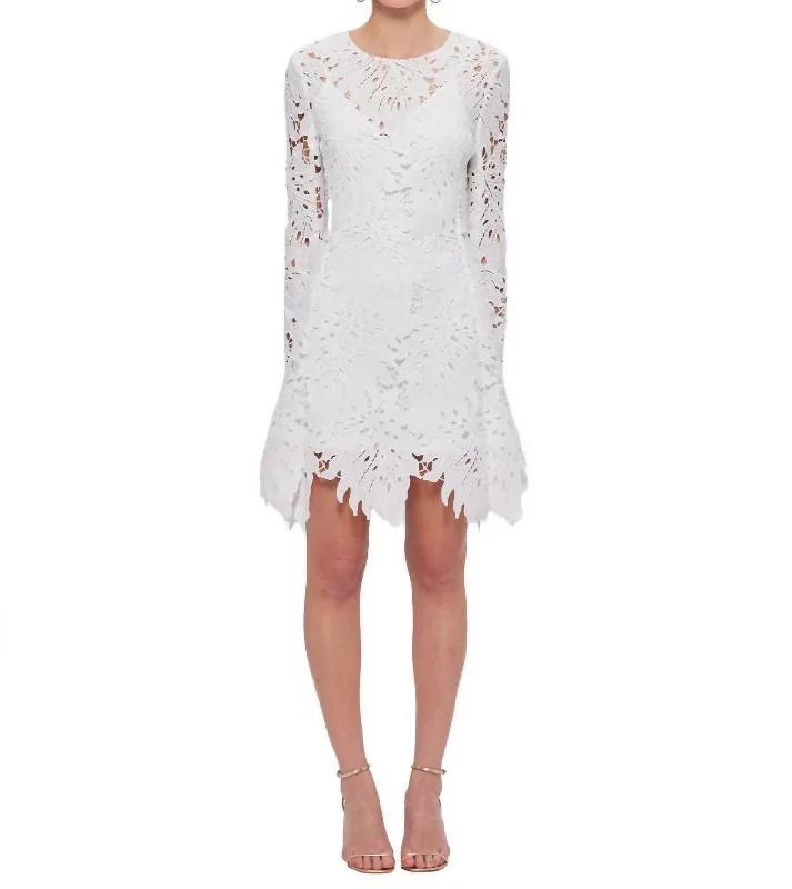 Selena Lace Mini Dress In Snow Cozy Wraparound Mini Dress