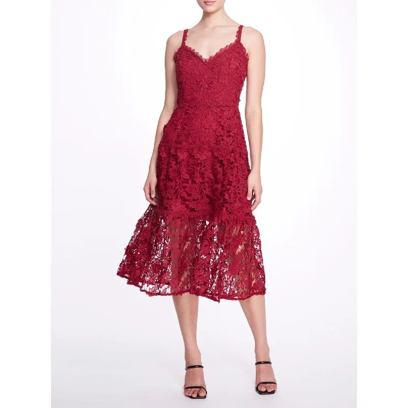 Sleeveless 3D Guipure Lace Midi Dress Comfortable Ribbed Midi Dress