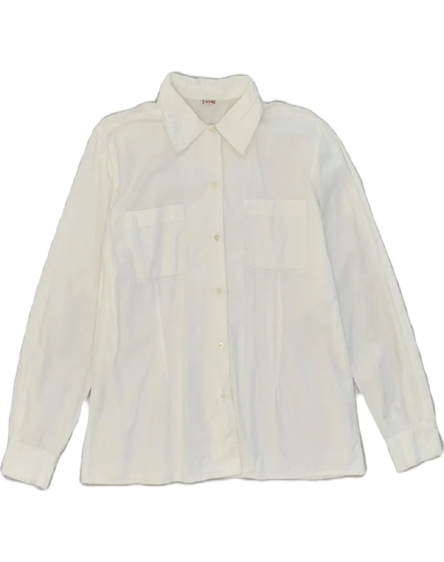 STEFANEL Womens Shirt UK 12 Medium White Cotton Casual Cotton Short Shirt