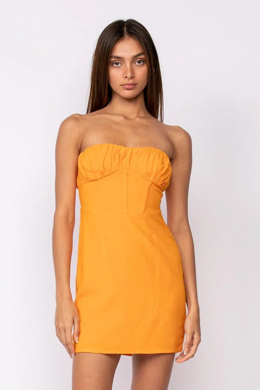 Strapless Ruched Mini Dress Fashionable A-Line Mini Dress
