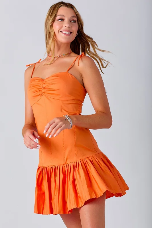 Sweetheart Neckline Pleats Mini Dress Comfortable Smocked Mini Dress