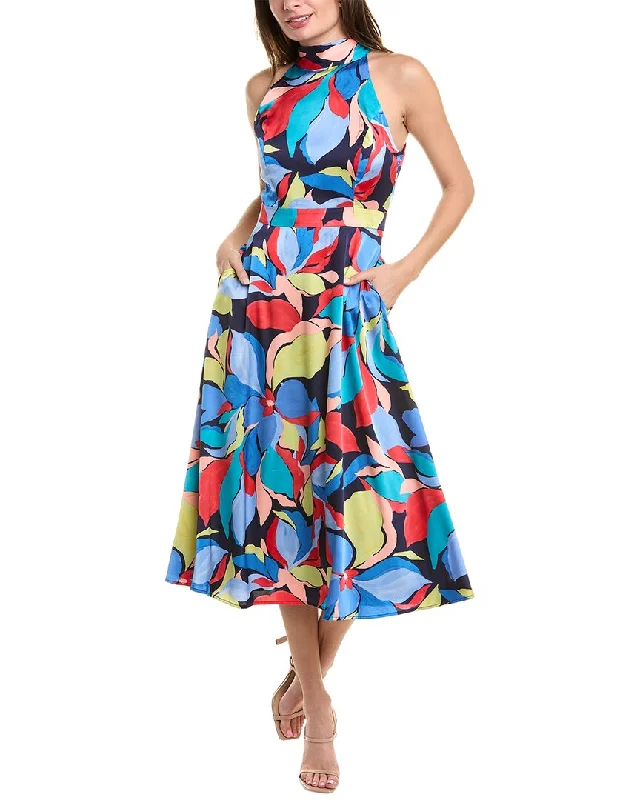 Tahari ASL Halter Midi Dress Fashionable One-Shoulder Midi Dress