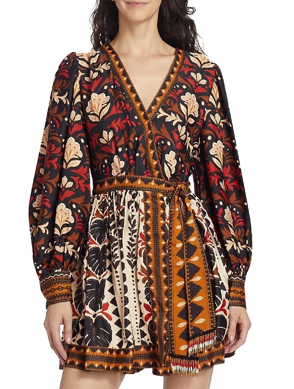 Tapestry Garden Mini Dress In Multicolor Stylish Puff Sleeve Mini Dress