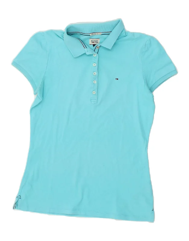 TOMMY HILFIGER Womens Polo Shirt UK 14 Large Blue Cotton Fashionable Short Sleeve Vest TOMMY HILFIGER Womens Polo Shirt UK 14 Large Blue Cotton Fashionable Short Sleeve Vest