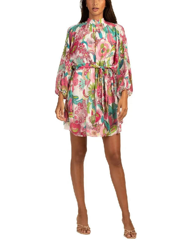 Trina Turk Art Silk-Blend Mini Dress Comfortable Shift Mini Dress