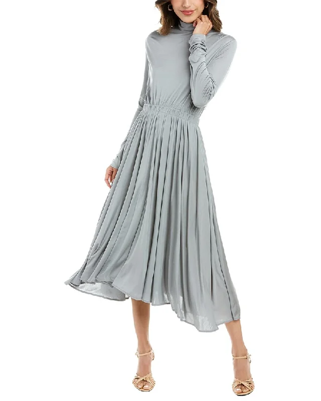 Valentino Silk Midi Dress Stylish Off-Shoulder Ruffle Dress