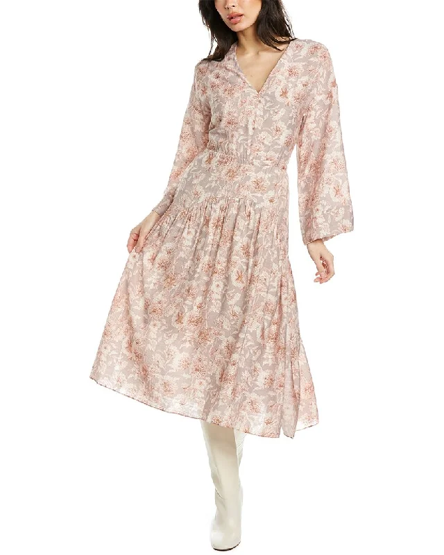Vince Dahlia Tiered Midi Dress Comfortable Empire Waist Midi Dress