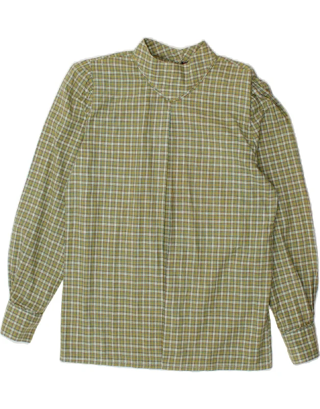 VINTAGE Womens Shirt Blouse IT 44 Medium Green Check Cotton Cozy Printed Short Shirt VINTAGE Womens Shirt Blouse IT 44 Medium Green Check Cotton Cozy Printed Short Shirt