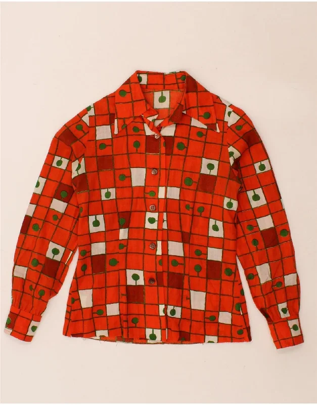 VINTAGE Womens Shirt Blouse UK 12 Medium Red Geometric Comfortable Short Sleeve Blouse VINTAGE Womens Shirt Blouse UK 12 Medium Red Geometric Comfortable Short Sleeve Blouse